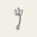 Silver titanium rook curved barbell, couronne cubic-zirconia top — 16G, nickel-free, Aurea