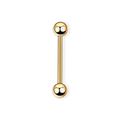 Gold PVD titanium tongue barbell, 14G straight bar with screw-on balls — nickel-free, Aurea