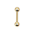 Gold PVD titanium nipple barbell, 14G straight bar with screw-on balls — nickel-free, Aurea