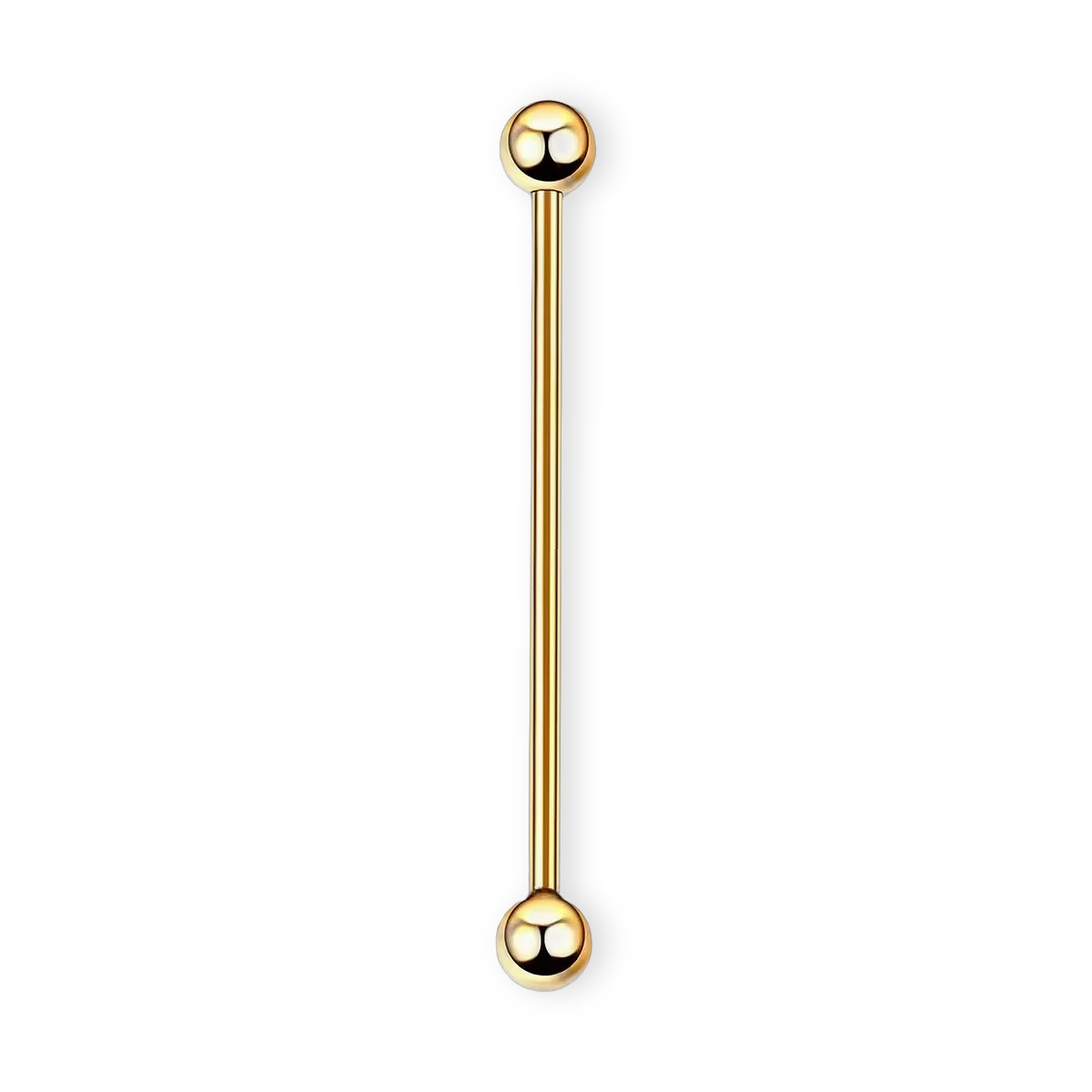 Gold PVD titanium industrial barbell, long 14G straight scaffold bar — nickel-free, Aurea