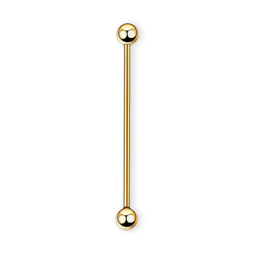 Gold PVD titanium industrial barbell, long 14G straight scaffold bar — nickel-free, Aurea