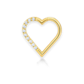Gold PVD titanium daith heart clicker, cubic-zirconia pavé — left version, hinged 16G, nickel-free, Aurea