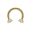 Gold PVD titanium septum horseshoe, prong-set cubic-zirconia ends — 16G open circular barbell, nickel-free, Aurea