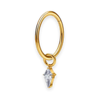 Gold PVD titanium cartilage hoop with kite cubic-zirconia charm — plain hinged clicker ring, nickel-free, Aurea