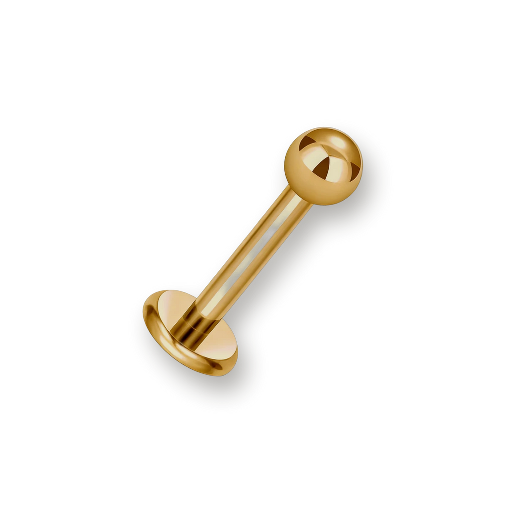 Labret or boule — titane doré finition or PVD, hypoallergénique sans nickel, bille polie, pour lèvre hélix tragus