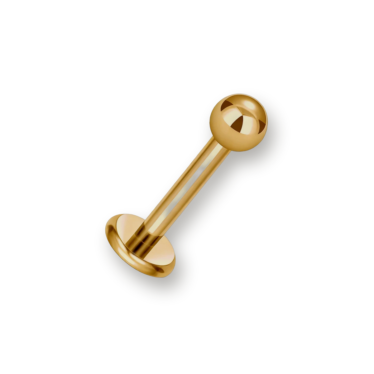 Labret or boule — titane doré finition or PVD, hypoallergénique sans nickel, bille polie, pour lèvre hélix tragus