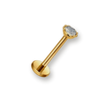 Labret or cristal serti clos — titane doré finition or PVD, hypoallergénique sans nickel, pour hélix tragus lèvre