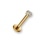 Labret or cristal serti griffes — titane doré finition or PVD, hypoallergénique sans nickel, pour hélix tragus lèvre