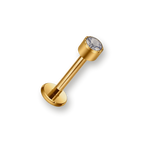 Labret or cristal serti haut — titane doré finition or PVD, hypoallergénique sans nickel, pour hélix tragus lèvre