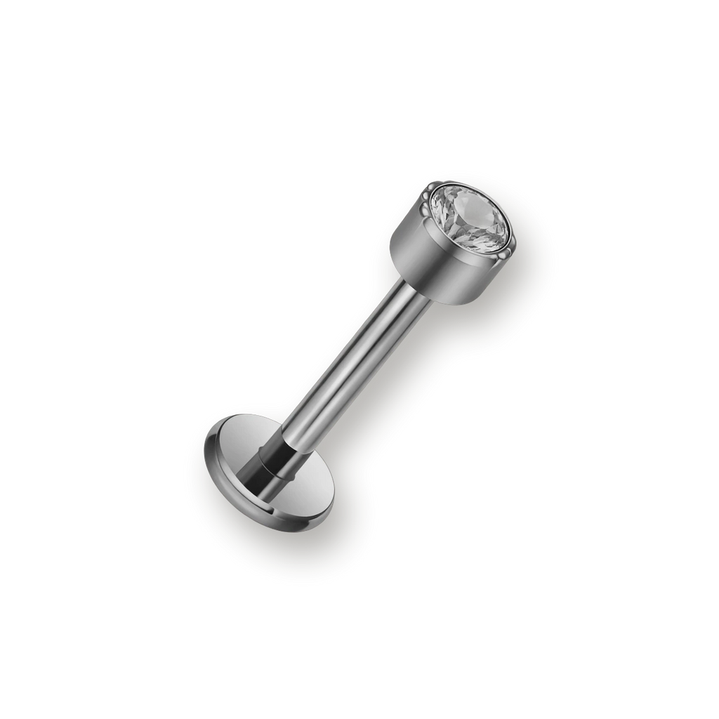 Labret titane cristal serti haut — piercing hypoallergénique sans nickel, pour hélix tragus lèvre