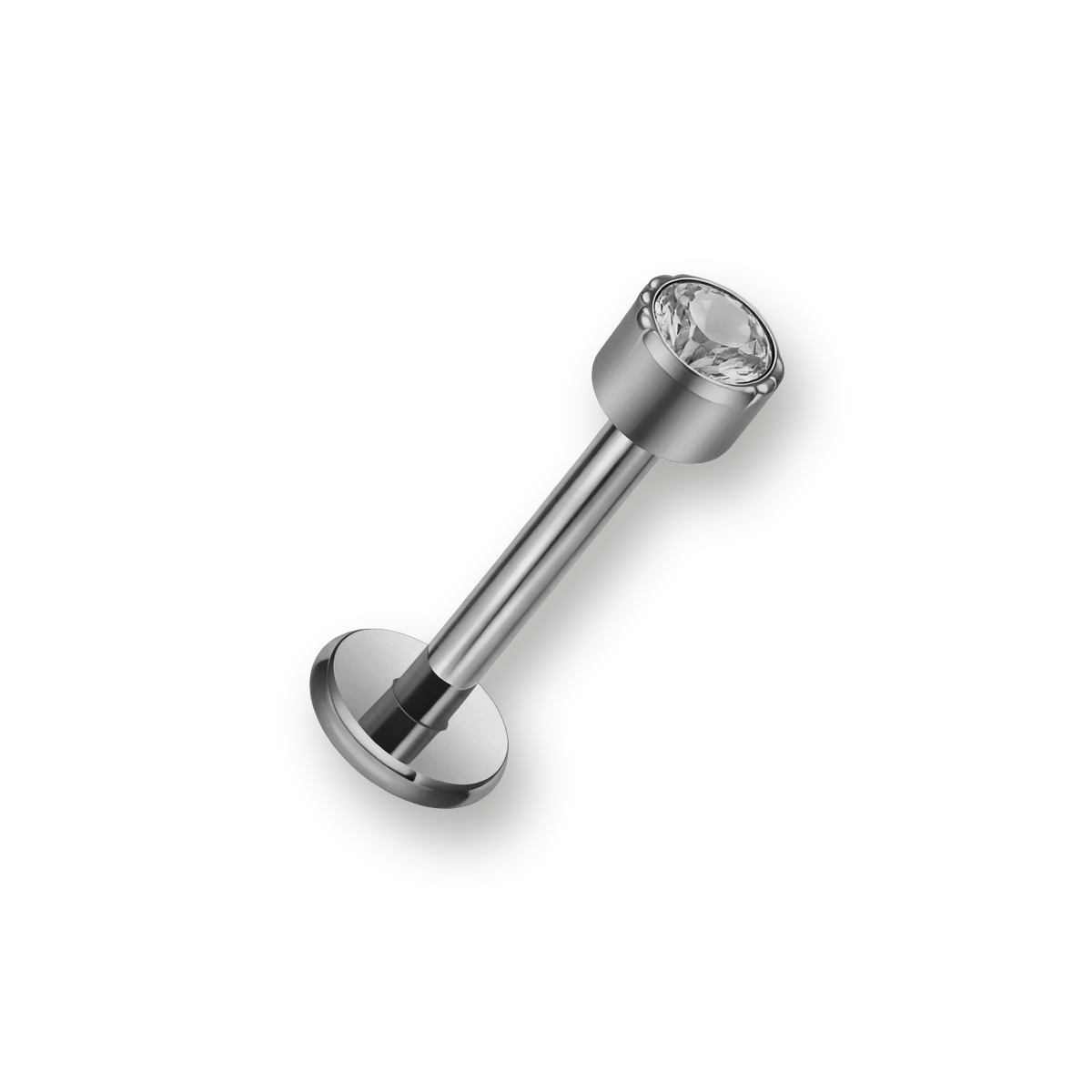 Labret titane cristal serti haut — piercing hypoallergénique sans nickel, pour hélix tragus lèvre