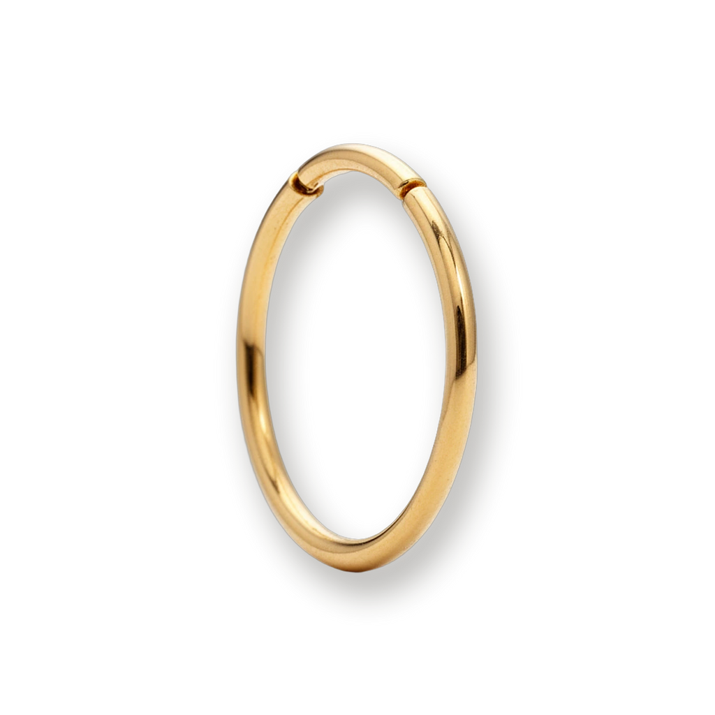 Gold nose ring, plain hinged segment ring — Aurea