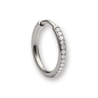 Titanium nose ring, crystal-pave hinged segment ring — Aurea