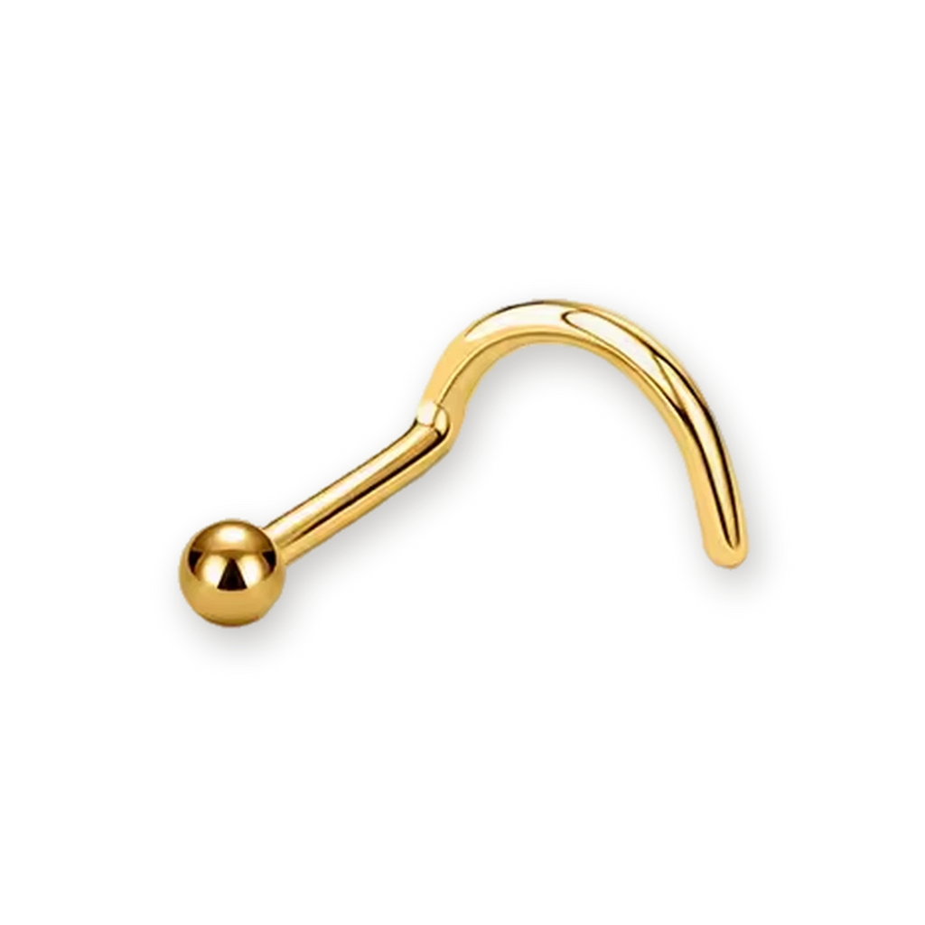 Gold nose stud with polished ball end — PVD gold on titanium, Aurea