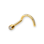 Gold nose stud with prong-set crystal end — PVD gold on titanium, Aurea