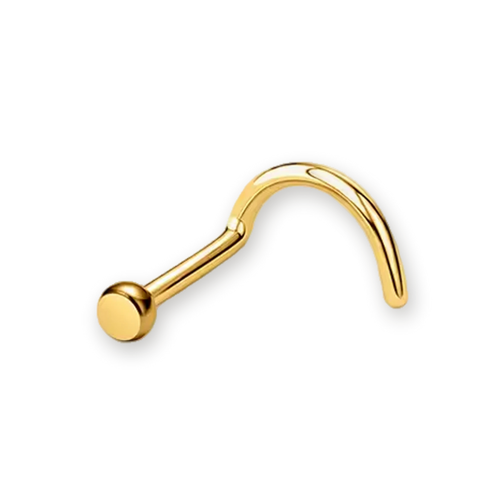 Gold nose stud with flat disc end — PVD gold on titanium, Aurea