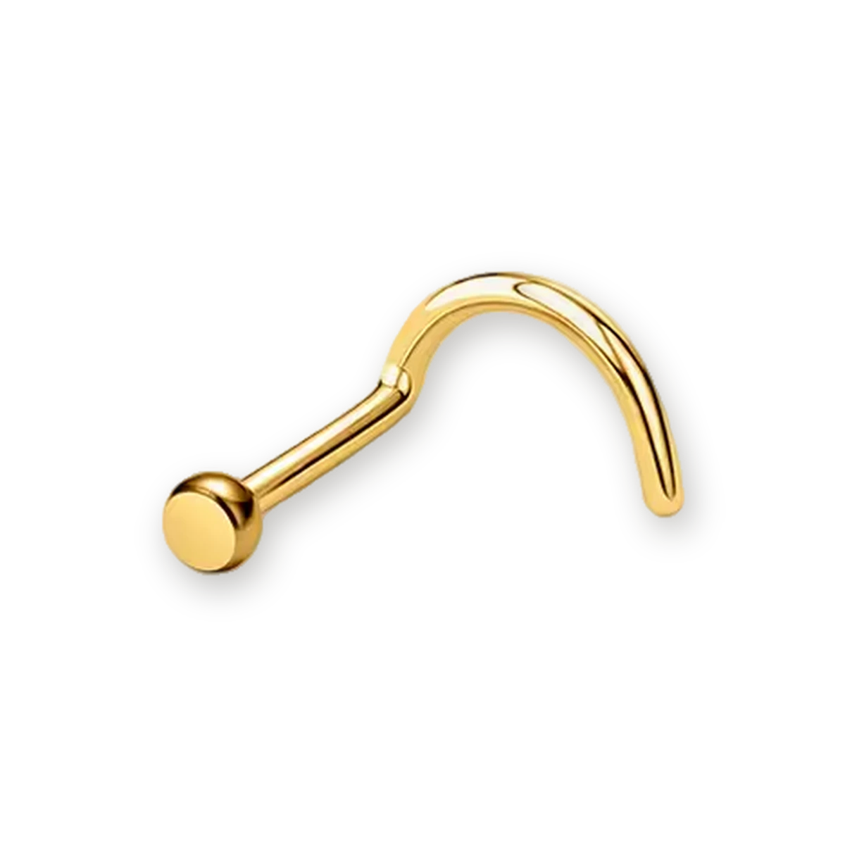 Gold nose stud with flat disc end — PVD gold on titanium, Aurea