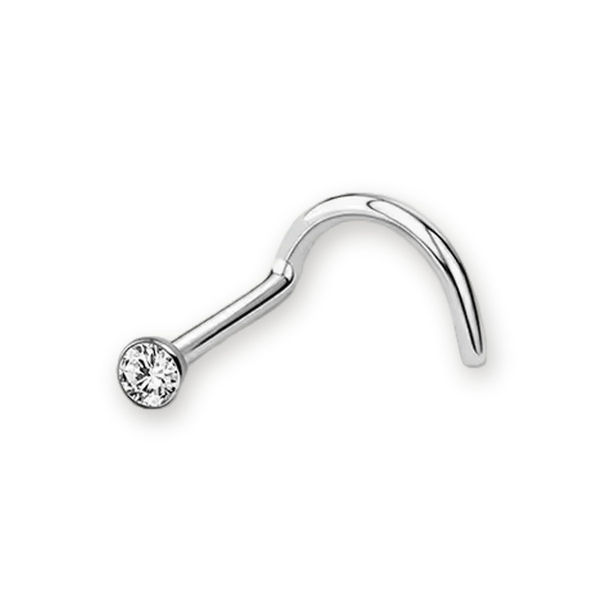Titanium nose stud with bezel-set crystal — nickel-free G23, Aurea
