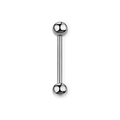 Silver titanium tongue barbell, 14G straight bar with screw-on balls — nickel-free, Aurea