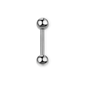 Silver titanium nipple barbell, 14G straight bar with screw-on balls — nickel-free, Aurea
