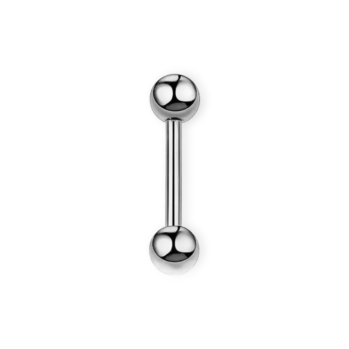 Silver titanium nipple barbell, 14G straight bar with screw-on balls — nickel-free, Aurea