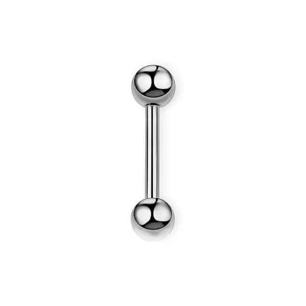 Silver titanium nipple barbell, 14G straight bar with screw-on balls — nickel-free, Aurea