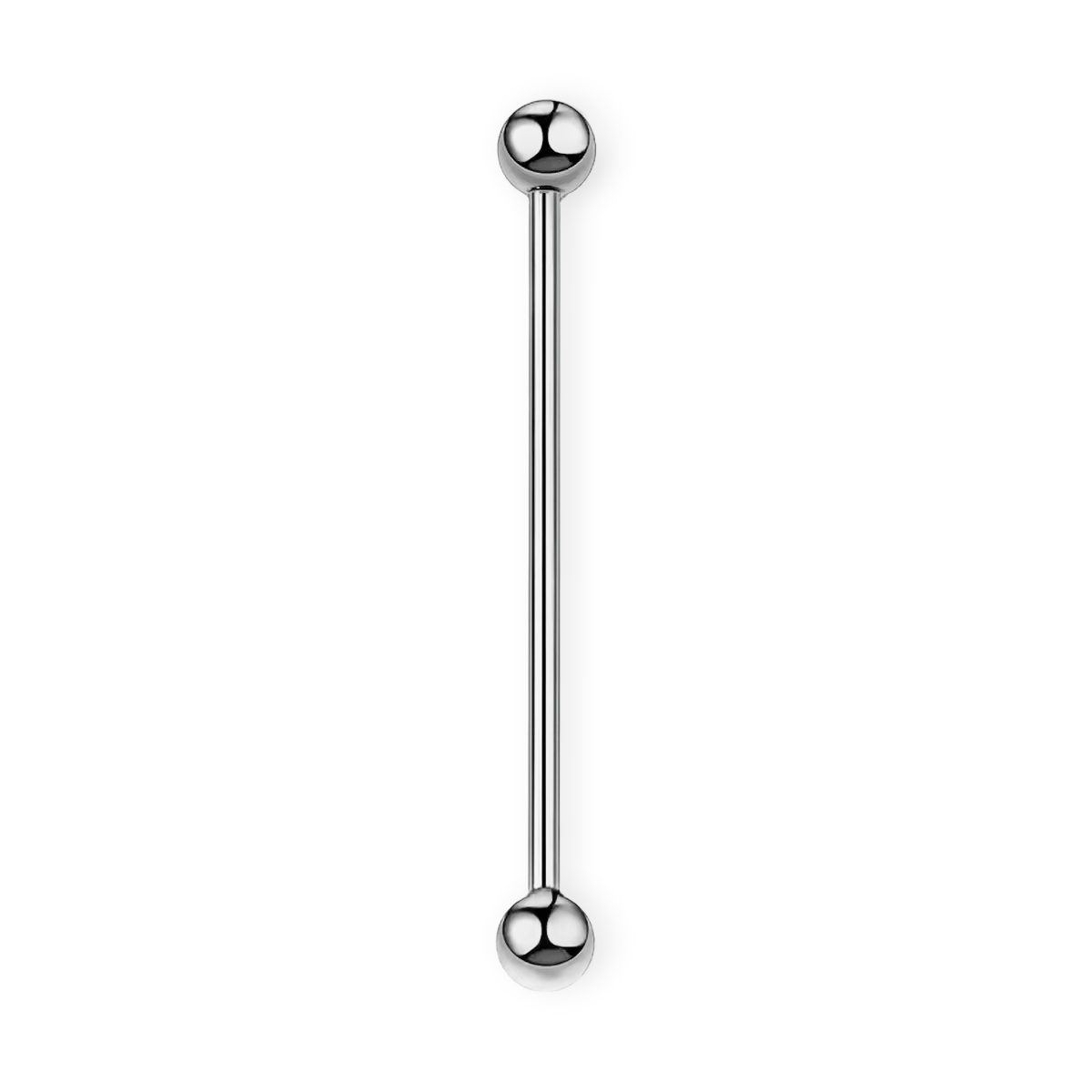 Silver titanium industrial barbell, long 14G straight scaffold bar — nickel-free, Aurea
