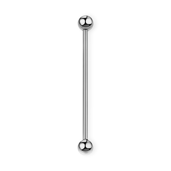 Silver titanium industrial barbell, long 14G straight scaffold bar — nickel-free, Aurea