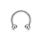 Silver titanium septum horseshoe, ball-set cubic-zirconia ends — 16G open circular barbell, nickel-free, Aurea
