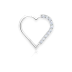 Silver titanium daith heart clicker, cubic-zirconia pavé — right version, hinged 16G, nickel-free, Aurea