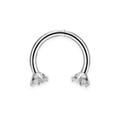Silver titanium septum horseshoe, prong-set cubic-zirconia ends — 16G open circular barbell, nickel-free, Aurea