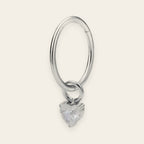 Silver titanium cartilage hoop with heart cubic-zirconia charm — plain hinged clicker ring, nickel-free, Aurea