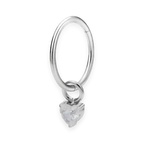 Silver titanium cartilage hoop with heart cubic-zirconia charm — plain hinged clicker ring, nickel-free, Aurea