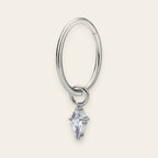 Silver titanium cartilage hoop with kite cubic-zirconia charm — plain hinged clicker ring, nickel-free, Aurea