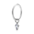 Silver titanium cartilage hoop with kite cubic-zirconia charm — plain hinged clicker ring, nickel-free, Aurea