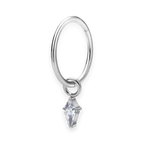 Silver titanium cartilage hoop with kite cubic-zirconia charm — plain hinged clicker ring, nickel-free, Aurea
