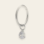 Silver titanium cartilage hoop with pear cubic-zirconia charm — plain hinged clicker ring, nickel-free, Aurea