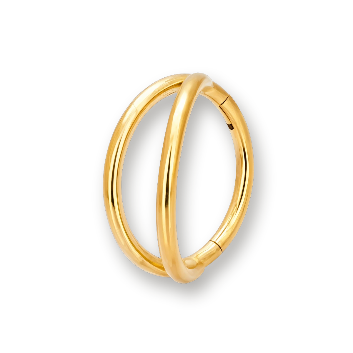Gold septum clicker, double front hinged ring — Aurea