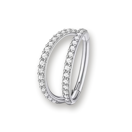 Titanium septum clicker, double front crystal pave — Aurea